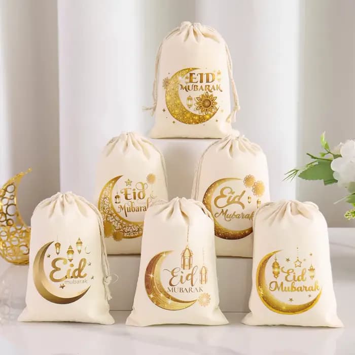 Sac cadeau Eid Mubarak 2026, 6 pièces, fournitures de fête musulmane islamique, Ramadan Kareem Eid al-fitr, pochettes d'emballage de bonbons et de collations
