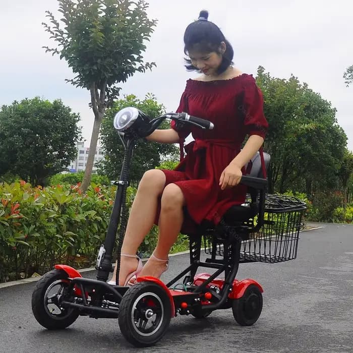 Scooter de mobilité pliable pour personnes âgées avec panier 4 roues Double moteur 500w adulte