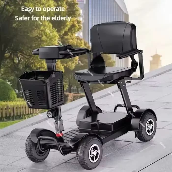 Famille personnes âgées 4 roues Scooter de mobilité électrique pliable handicap pré-assemblé avec main courante Saeat Scooters électriques pour adultes