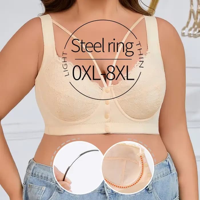 Soutien-gorge grande taille 0XL-8XL, fermeture frontale en dentelle, soutien à armatures, confortable, couverture complète, pour femmes