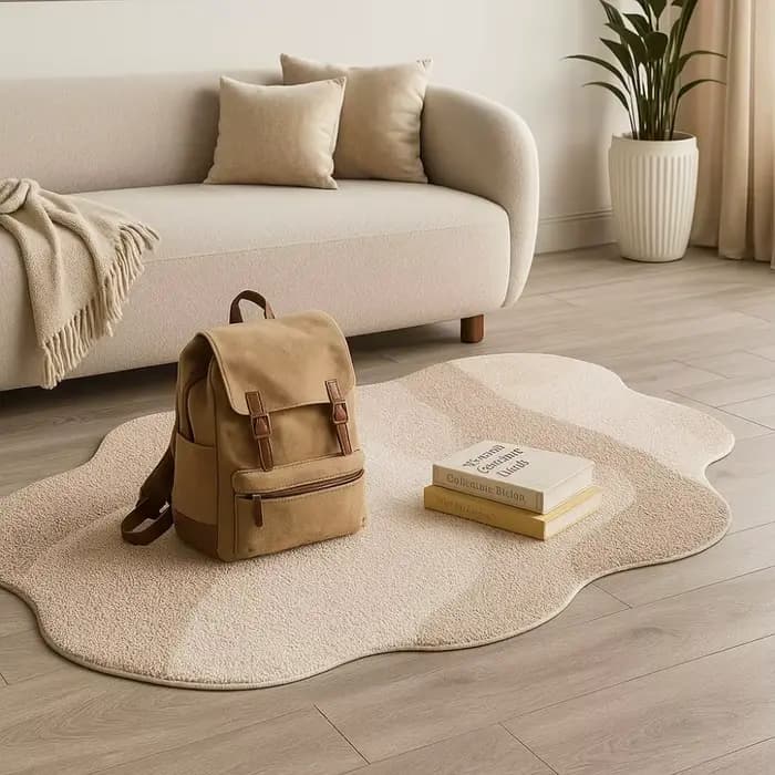 Tapis de chambre à coucher de Style crème confortable, minimaliste, doux, absorbant, antidérapant, pour chambre à coucher