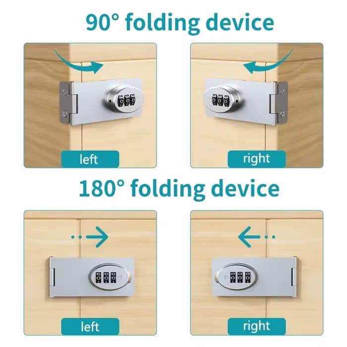 Verrou mécanique à mot de passe pour porte, sécurité coulissante, pour petites portes, armoires, porte de grange, salle de bains, Garage extérieur, jardin