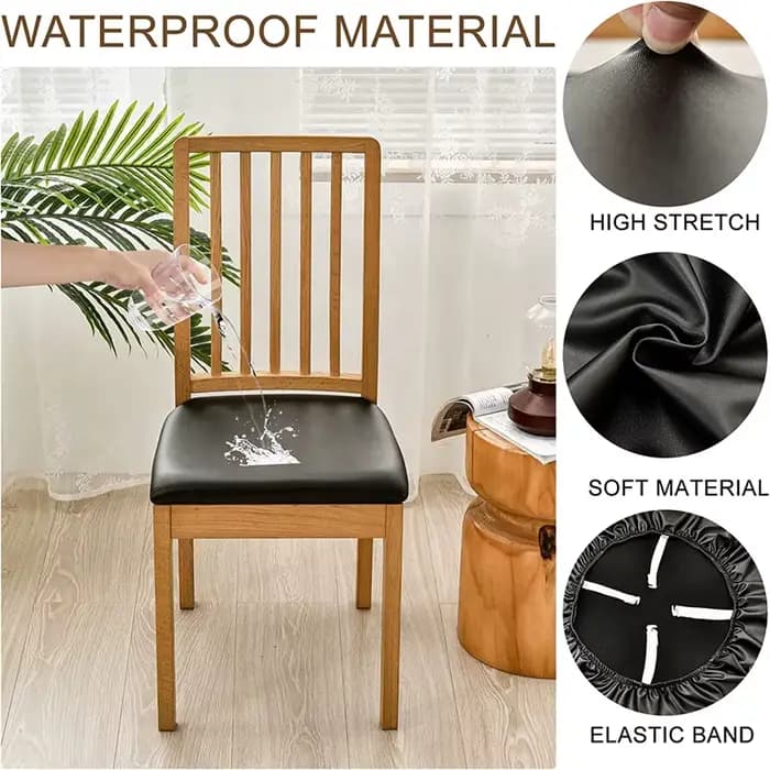 Housse de coussin de chaise imperméable pour cuisine, salle à manger, housse de siège en cuir, housse de coussin de chaise de salle à manger, couleur unie