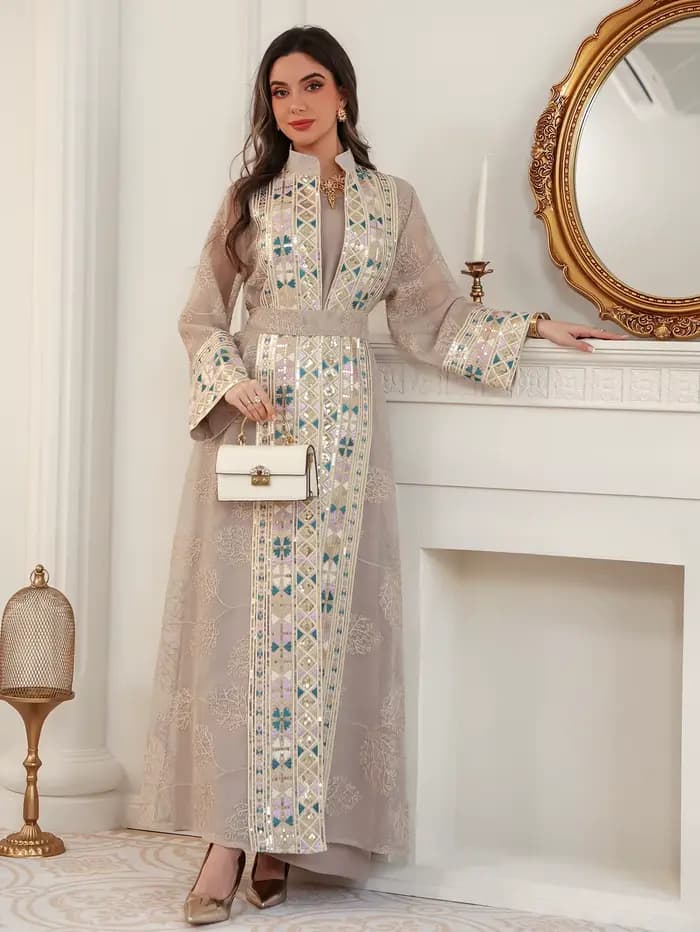 Abaya de l'Aïd pour femme, robe de soirée, ensemble 2 pièces, Kaftan Jalabiya, élégante, musulmane, Dubaï, Vestidos Largo, Ramadan, Caftan, Robe longue, Abayas 2026