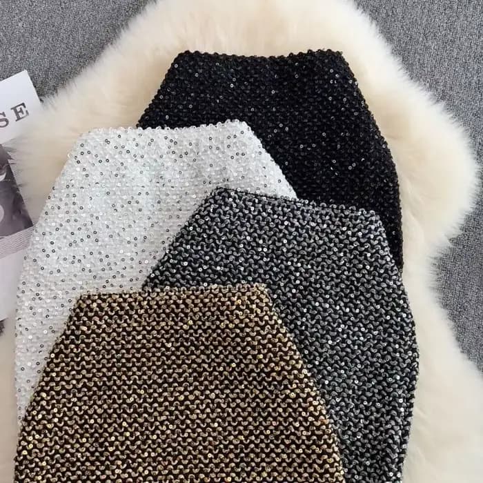 Jupe formelle à paillettes pour femmes, chic et élégante, offre de luxe en V, style coréen, haut de gamme, chaud, original, bureau