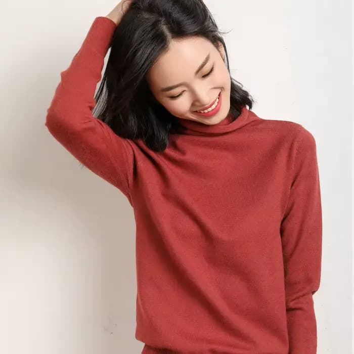 Pull tricoté à col haut pour femme, abordable, manches longues, coupe cintrée, couche de Base, Style automne hiver