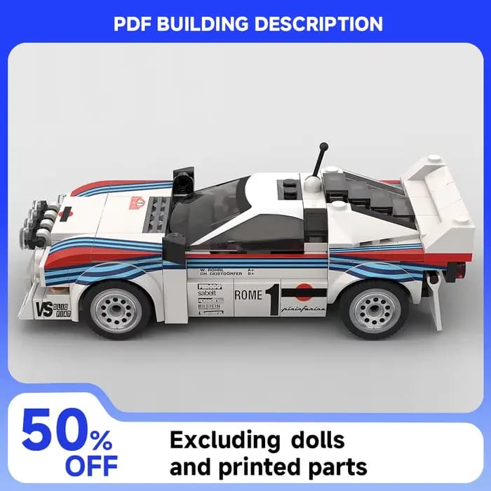 244 pièces MOC-130287 Rally Racing Lancia Rally 037 Martini Racing 1983 Monte Carlo Blocs de construction DIY Jouet Cadeau de vacances pour enfant