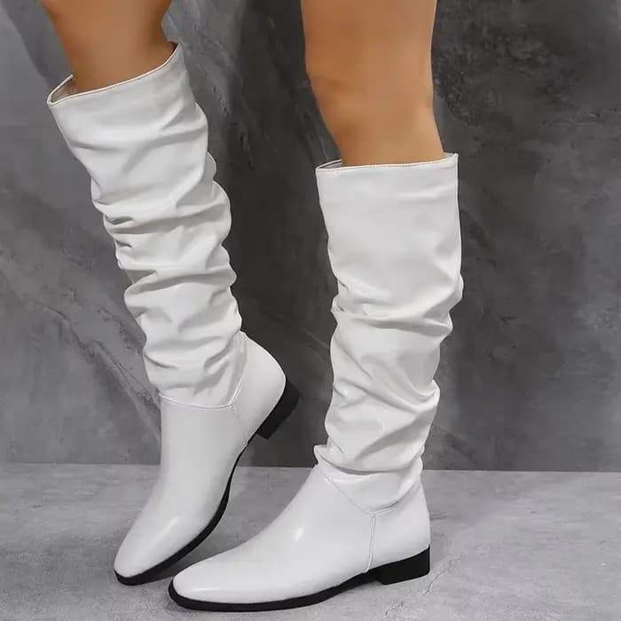 Femmes bottes longues nouvelles bottes pour femmes mode bout pointu bottes hautes confortable mi talon sans lacet femme chaussures botte