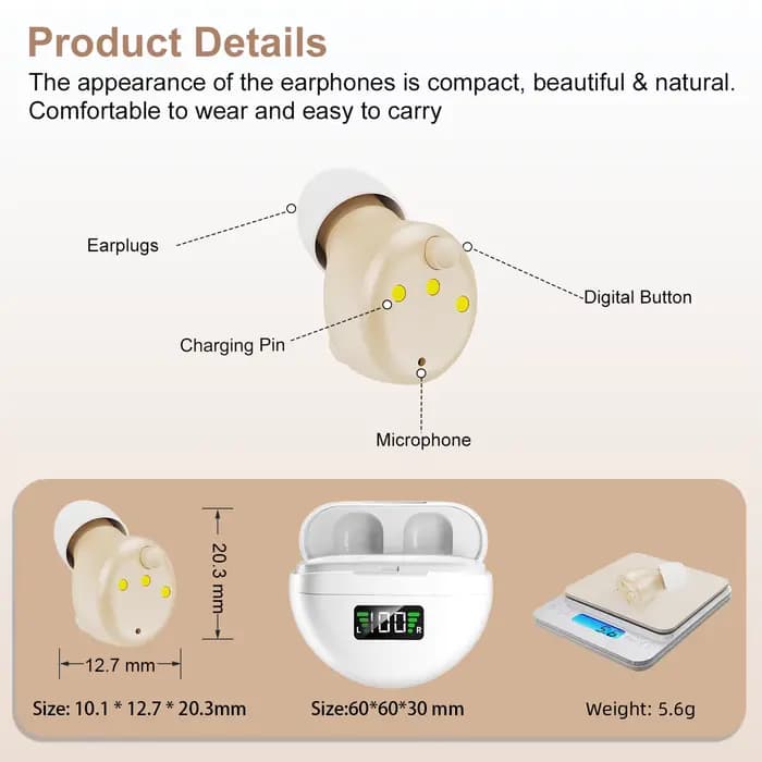 Aide auditive numérique rechargeable pour les personnes âgées