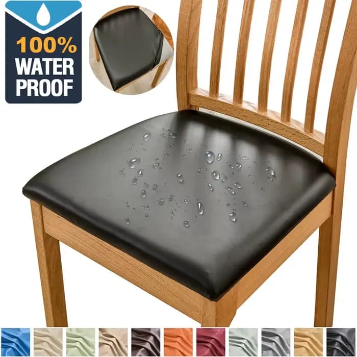 Housse de coussin de chaise imperméable pour cuisine, salle à manger, housse de siège en cuir, housse de coussin de chaise de salle à manger, couleur unie