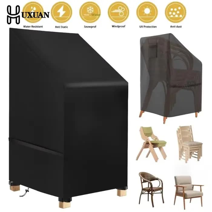 Housse de chaise de jardin durable 65x65x70x120cm, imperméable pour utilisation en extérieur