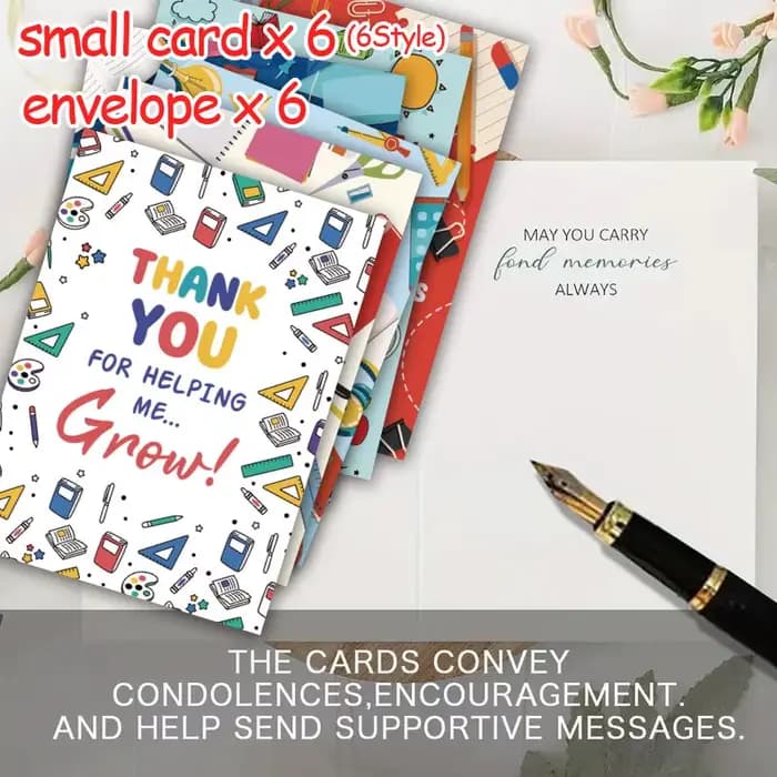6 cartes de remerciement pour enseignants, le meilleur enseignant de tous les temps, merci de m'avoir aidé à grandir, cartes de remerciement pour la famille ou les amis