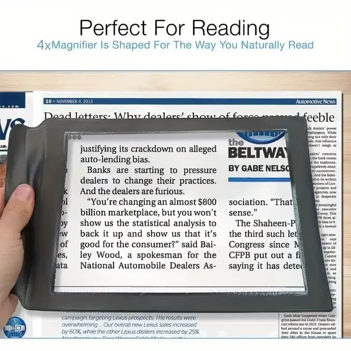Loupe grossissante 3X de grande taille - Aide à la lecture portable à vision complète pour les personnes âgées