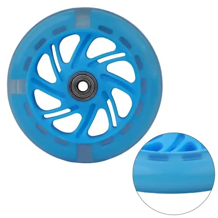 Roue 120 mm de diamètre LED clignotante roues feux arrière pour scooter mini – Disponible en bleu rose vert et noir