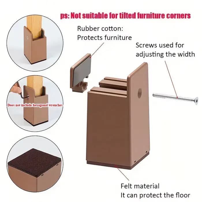 Repose-pieds réglables en hauteur pour tables et chaises, meubles avec repose-pieds réglables en hauteur, armoires avec repose-pieds