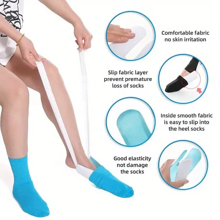 Outil d'aide à la mise des chaussettes sans se pencher