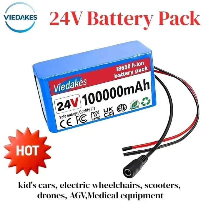 🌍 Batterie lithium haute capacité 24V 100Ah pour fauteuils roulants 🏅 Pack rechargeable 7S3P 21700 100000mAh 🔥 avec