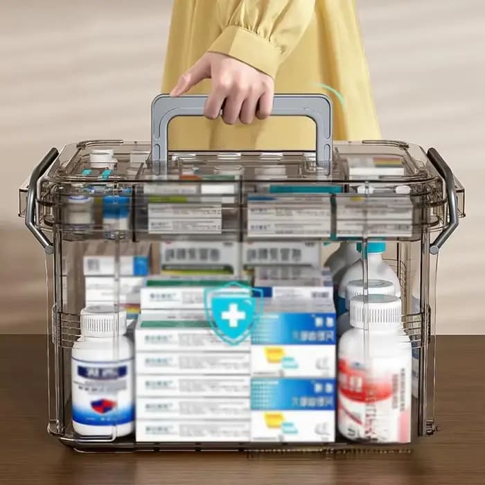 Boîte de rangement transparente pour organisateur de médicaments