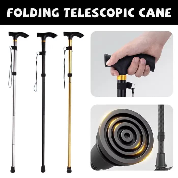 Canne de marche télescopique pliable pour personnes âgées