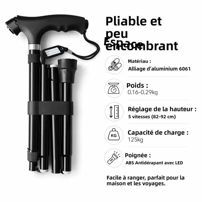 Canne de marche pliable pour seniors
