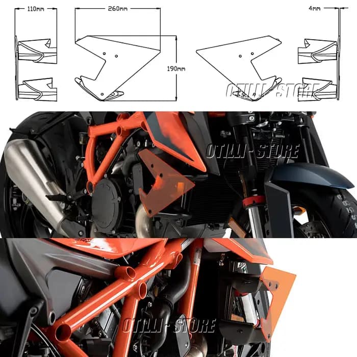 Déflecteurs d'aile de carénage de moto orange