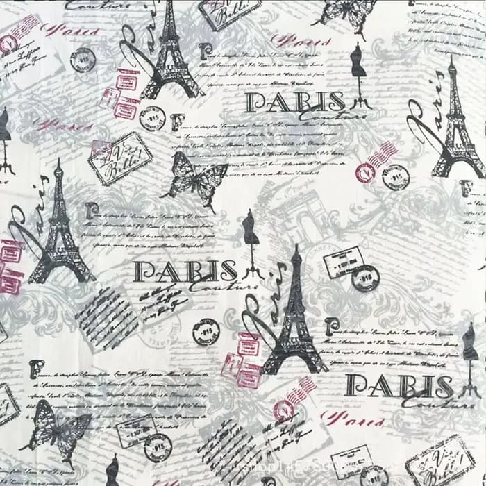 Tissu imprimé tour Eiffel de Paris, tissu artisanal en coton et lin pour bricolage, nappe faite à la main, artisanat d'art, fournitures de décoration