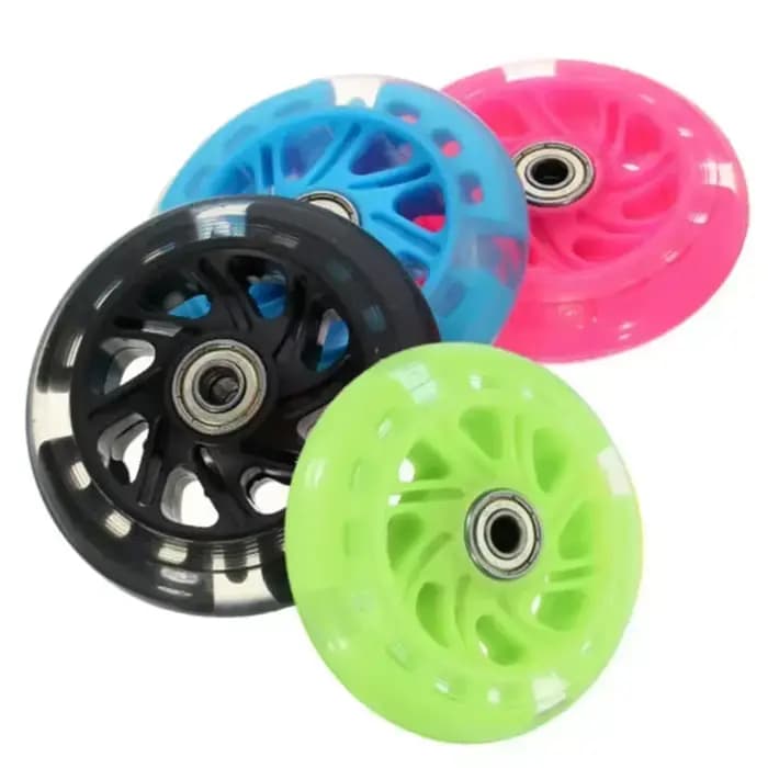 Roue 120 mm de diamètre LED clignotante roues feux arrière pour scooter mini – Disponible en bleu rose vert et noir