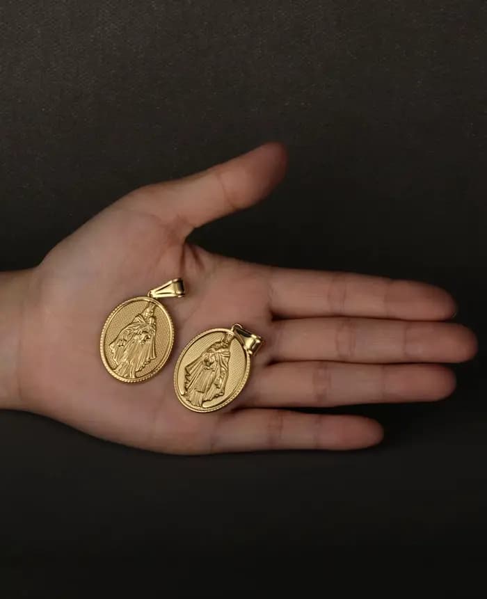 Vierge Del Carmen médaille catholique Notre-Dame du Mont Carmel ovale pendentif en acier inoxydable amulette pour accessoires de bijoux à bricoler soi-même