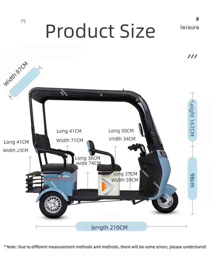 Tricycle électrique à 3 roues pour adulte