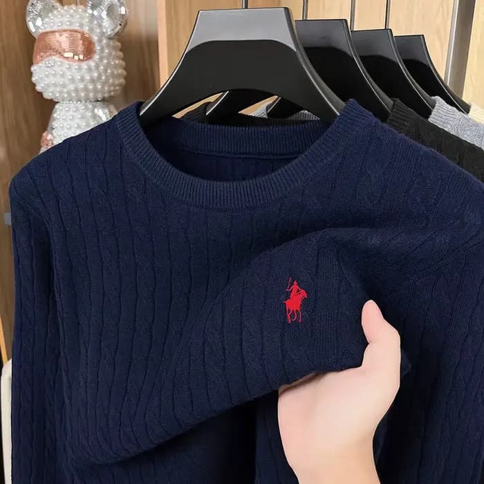 Chaud haut de gamme luxe homme à manches longues tricots col rond pas de boulochage pas de décoloration broderie printemps nouveau pull loisirs hommes vêtements