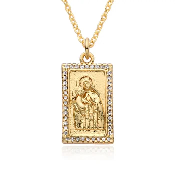 Ovale Plaqué Or Notre-Dame de Mt. Pendentif creux Carmel, collier vierge marie, bijoux à breloques catholiques Nuestra Señora del Carmen