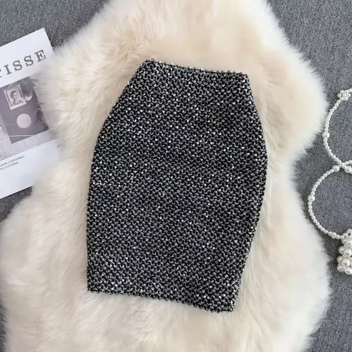 Jupe formelle à paillettes pour femmes, chic et élégante, offre de luxe en V, style coréen, haut de gamme, chaud, original, bureau