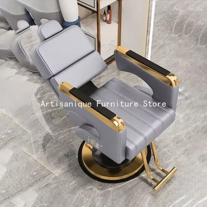 Fauteuil de Barbier Pivotant Ergonomique Gain de Place, Chaise de Salon à Roulettes Luxe Léger, Mobilier de Salon de Coiffure Haut de Gamme