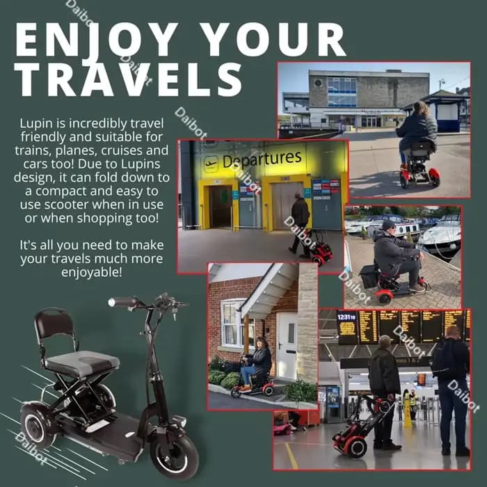 Trottinette de mobilité pliante légère à 3 roues pour personnes âgées avec dossier pliable/support de sac 300w Tricycle électrique voiture adultes