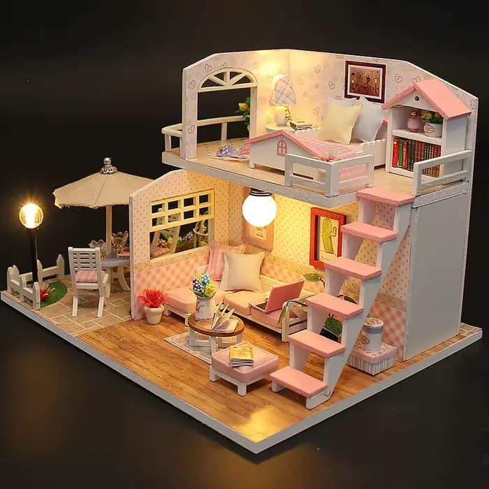 Kits de modèles de construction en bois à monter soi-même, maison de poupée miniature en bois, maisons de poupées assemblées, jouets de décoration pour la maison, cadeaux d'anniversaire