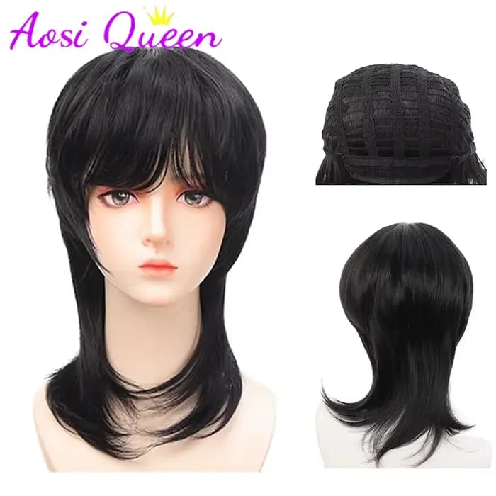AOSI-Perruque courte queue de loup pour femme, cheveux japonais, belle tête de Liban et unisexe, naturel, tête de samouraï à moitié attachée, équipement de sauna unisexe