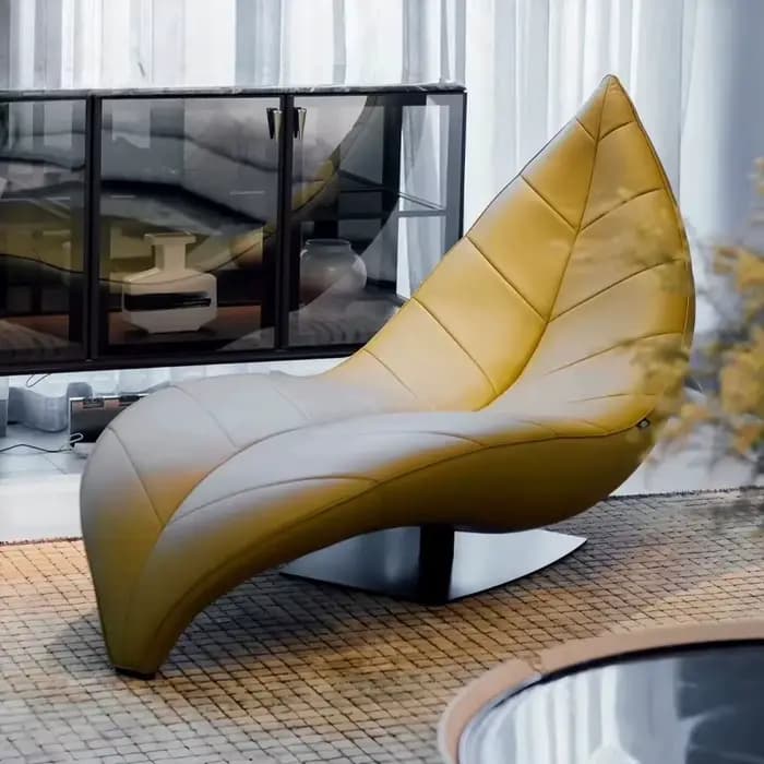 Fauteuil inclinable design en cuir pour salon, style nordique, mobilier moderne du milieu du siècle