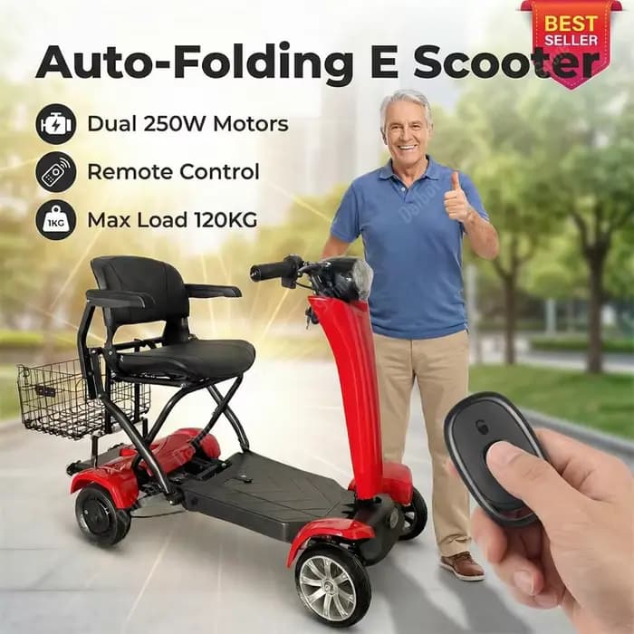 Scooter de mobilité pliant automatique voiture électrique à 4 roues pour personnes âgées 500W