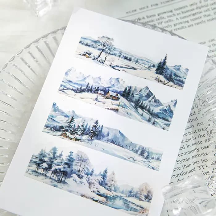Pluie du matin : Ruban décoratif pour créer des paysages de montagnes et de mer, paysages de prairies style Ins, matériel pour journal créatif, autocollants de bordure pour animaux de compagnie