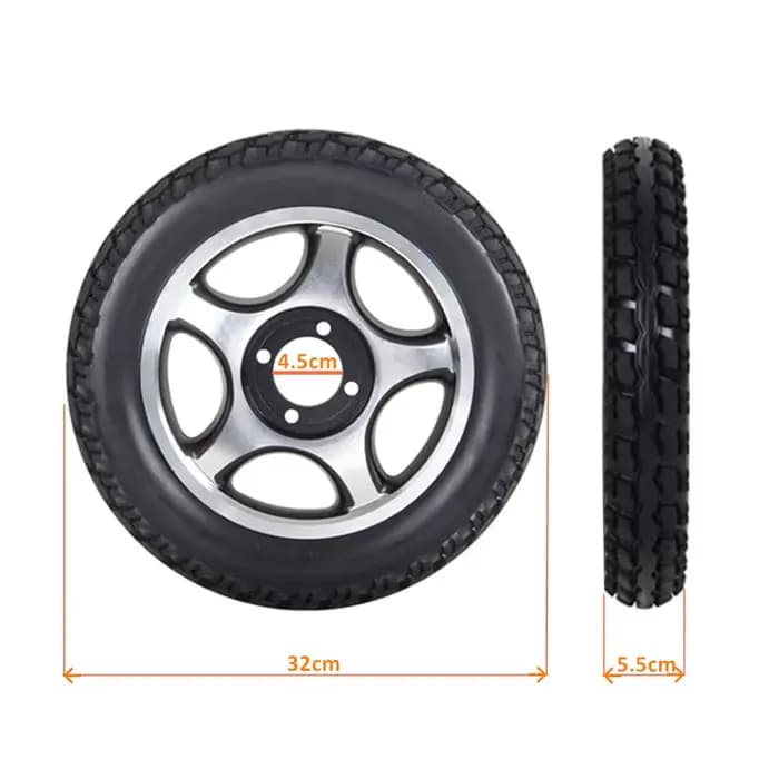 Roue arrière JayCreer 12 1/2 x 2,125 pouces pour fauteuil roulant électrique
