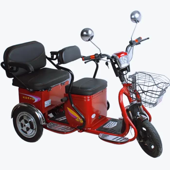 600W 60V 3 roues Parent enfant Scooter électrique 2 places pour personnes âgées avec batterie amovible Tricycle