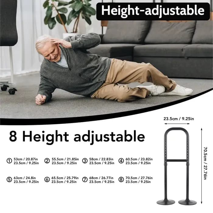 Outil de mobilité d'assistance debout à double base, dispositif d'aide sur pied, 8 hauteurs réglables, aide à sortir du sol, outil d'aide à la mobilité