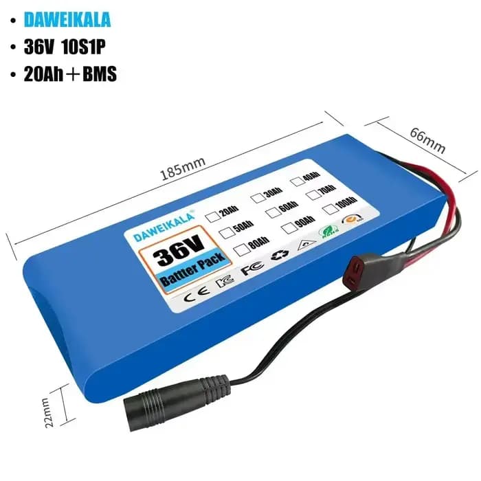 Batterie au lithium pour scooter électrique, 10S2P, 36V, 30000mAh, 500W