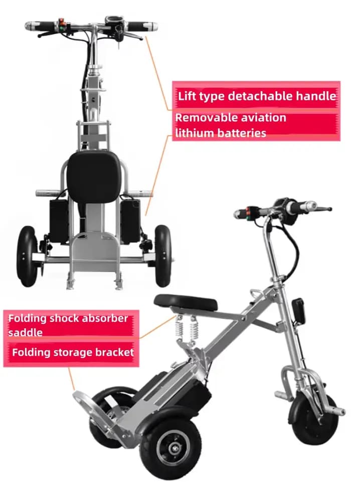 Mini Scooter Électrique Pliable avec Siège pour Personnes Âgées