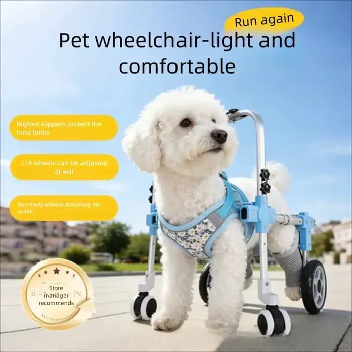 Chariot de Mobilité Réglable pour Animaux de Compagnie avec Roues – Aide à la Rééducation pour Chiens et Chats