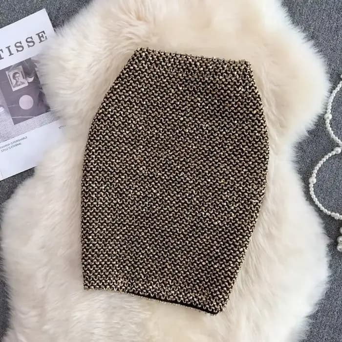 Jupe formelle à paillettes pour femmes, chic et élégante, offre de luxe en V, style coréen, haut de gamme, chaud, original, bureau