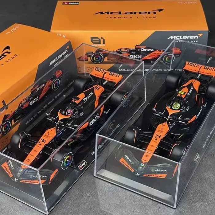 Bburago 1:24 MCL38 Équipe Monaco F1 MCL38 Mclaren 4 # Lando Norris 81 # Modèle de voiture de course en alliage Oscar Piastri modèle moulé sous pression de formule 1