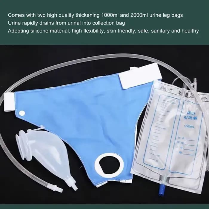 Sac de collecte d'urine réutilisable en silicone pour homme