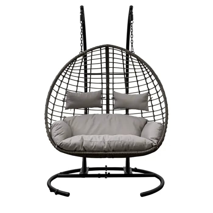 Chaise pivotante surdimensionnée en rotin, Double siège en osier, chaise d'extérieur, meubles de jardin, terrasse, grand fauteuil de Patio, siège profond