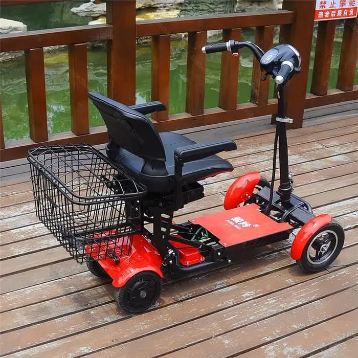 Scooter de mobilité pliable pour personnes âgées avec panier 4 roues Double moteur 500w adulte